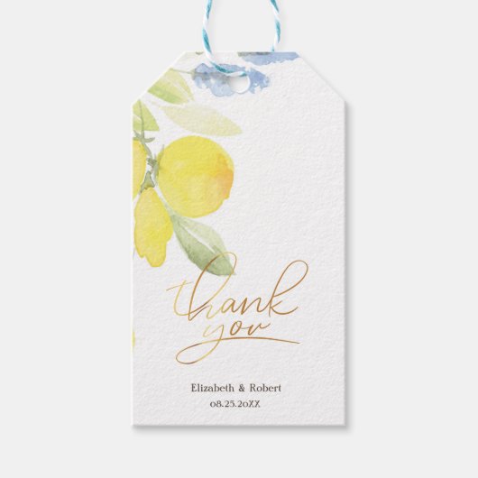 Waterverf Citroenen Zomer Cadeaulabel (Voorkant)