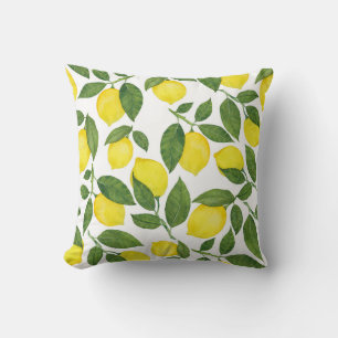 Waterverf citroenen: Zomerfruitpatroon Kussen