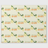 Waterverf Citroengeel Baby shower Cadeaupapier (Vlak)