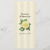 Waterverf Citroengeel Citrus Rustiek Trouwmenu Menu (Achterkant)