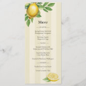 Waterverf Citroengeel Citrus Rustiek Trouwmenu Menu (Voorkant)
