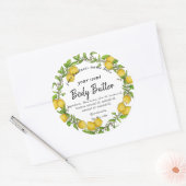 Waterverf citroenkrans body boter body scrub ronde sticker (Envelop)
