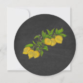 Waterverf citroenkrans krijtbord rond bruiloft kaart (Achterkant)