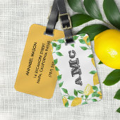 Waterverf citroenmonogram Bagagelabel