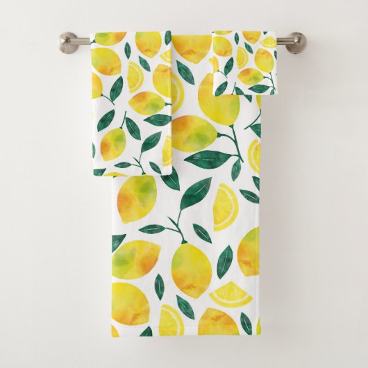 Waterverf citroenmotief bad handdoek (Insitu)