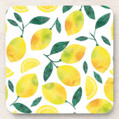 Waterverf citroenmotief bier onderzetter (Voorkant)