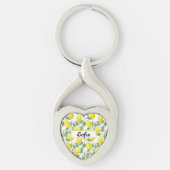 Waterverf citroenmotief geel Metalen Sleutelhanger (Voorkant)