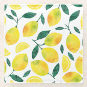Waterverf citroenmotief glazen onderzetter (Voorkant)