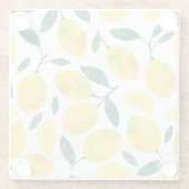 Waterverf citroenmotief glazen onderzetter (Achterkant)