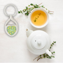 Waterverf citroenmotief groen Metalen Sleutelhange Sleutelhanger