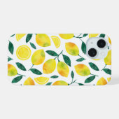 Waterverf citroenmotief iPhone 15 case (Achterkant horizontaal)