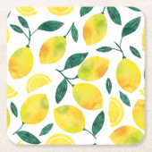 Waterverf citroenmotief kartonnen onderzetters (Voorkant)