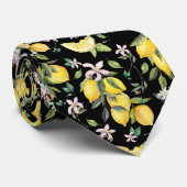 Waterverf citroenmotief zwart fruit stropdas (Opgerold)