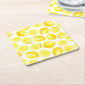 Waterverf-citroenontwerp Kartonnen Onderzetters (Schuin)