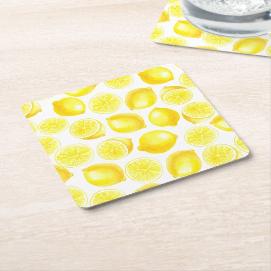 Waterverf-citroenontwerp Kartonnen Onderzetters (Schuin)