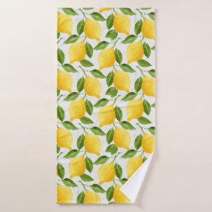 Waterverf citroenpatroon badhanddoek
