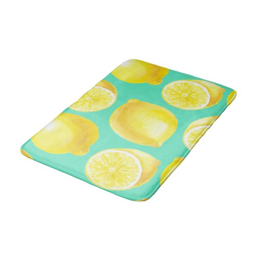 Waterverf citroenpatroon badmat (Gekanteld)