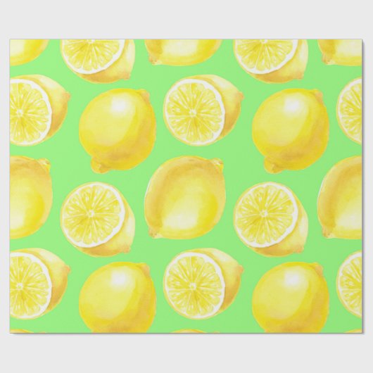 Waterverf citroenpatroon cadeaupapier (Vlak)