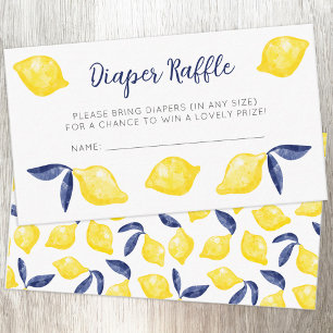 Waterverf Citroenpatroon Citrus Luier Raffle Informatiekaartje