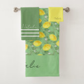 Waterverf citroenpatroon groene naam bad handdoek (Insitu)