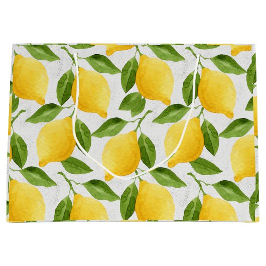 Waterverf citroenpatroon groot cadeauzakje (Voorkant)