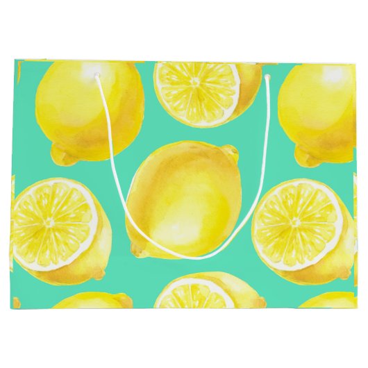Waterverf citroenpatroon groot cadeauzakje (Achterkant)