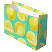 Waterverf citroenpatroon groot cadeauzakje (Voorkant Gekanteld)