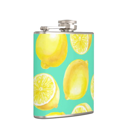 Waterverf citroenpatroon heupfles (Rechts)