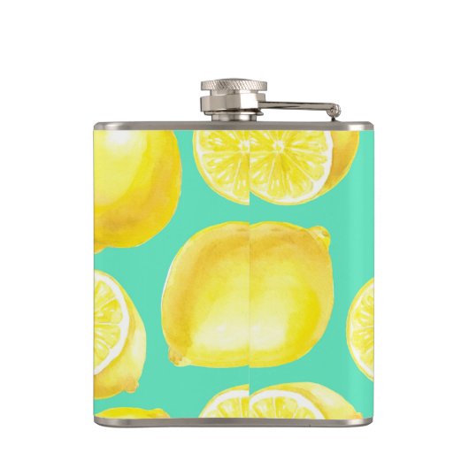 Waterverf citroenpatroon heupfles (Achterkant)