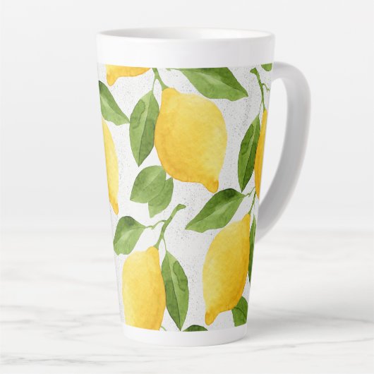 Waterverf citroenpatroon latte mok (Rechterhoek)