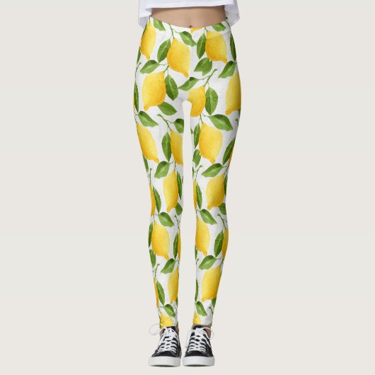 Waterverf citroenpatroon leggings (Voorkant)