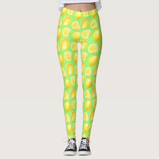 Waterverf citroenpatroon leggings (Voorkant)
