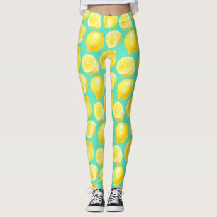 Waterverf citroenpatroon leggings