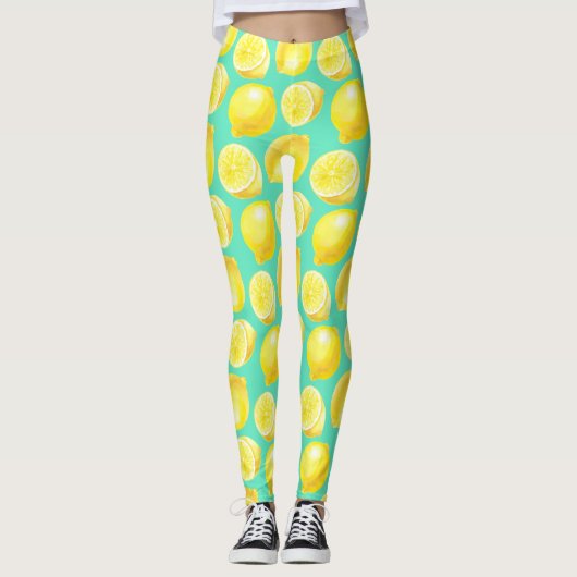 Waterverf citroenpatroon leggings (Voorkant)