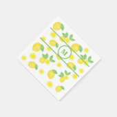 Waterverf citroenpatroon monogram gepersonaliseerd servet (Hoek)