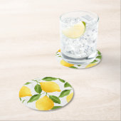 Waterverf citroenpatroon ronde kartonnen onderzetter (Insitu)