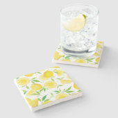 Waterverf citroenpatroon stenen onderzetter (Zijkant)