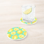 Waterverf citroenpatroon zandsteen onderzetter (Zijkant)