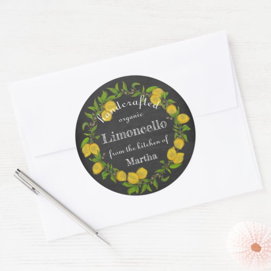 Waterverf citroenschaar limoncello ronde sticker (Envelop)