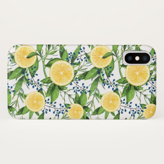 Waterverf Citroenschijfjes en Foliage Pattern Case-Mate iPhone Case (Achterkant (horizontaal))