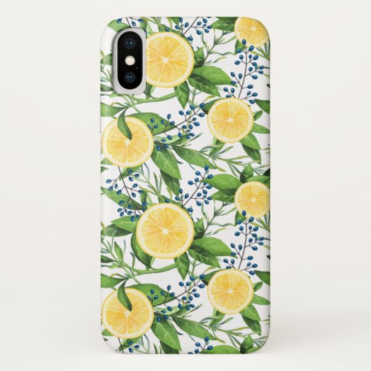 Waterverf Citroenschijfjes en Foliage Pattern Case-Mate iPhone Case (Achterkant)