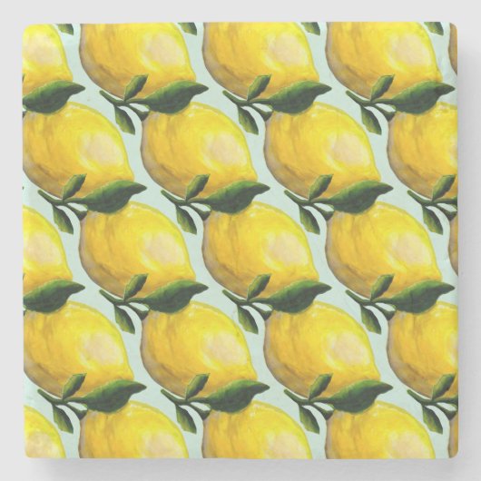 Waterverf citroenschilderen stenen onderzetter (Voorkant)