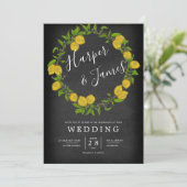 Waterverf citroenschotel details bruiloft kaart (Staand voorkant)