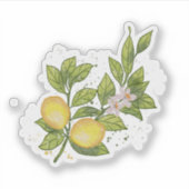 Waterverf citroentak met bloemen – Botanisch Sticker (Voorkant)