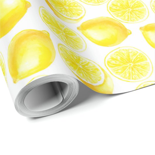 Waterverf-citroenvormig verpakkingspapier cadeaupapier (Rol Hoek)