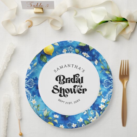 Waterverf Citrus Amalfi Coast Vrijgezellenfeest Papieren Bordje (Huwelijk)