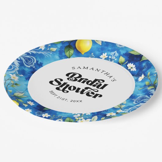 Waterverf Citrus Amalfi Coast Vrijgezellenfeest Papieren Bordje (Gekanteld)