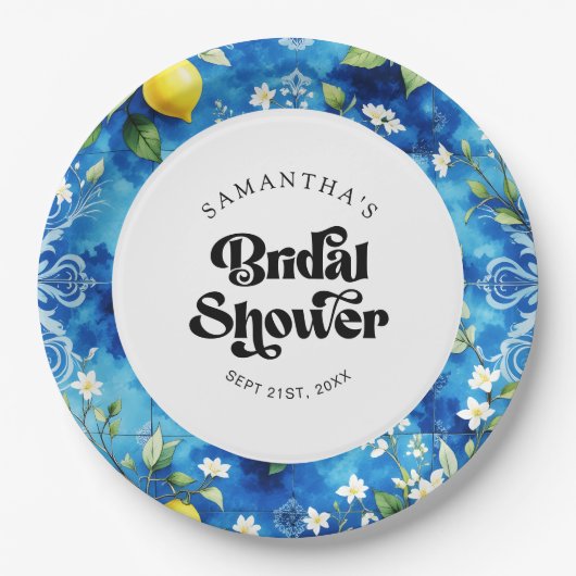 Waterverf Citrus Amalfi Coast Vrijgezellenfeest Papieren Bordje (Voorkant)