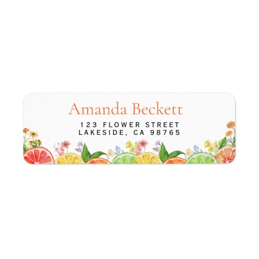 Waterverf Citrus Baby shower Etiket (Voorkant)