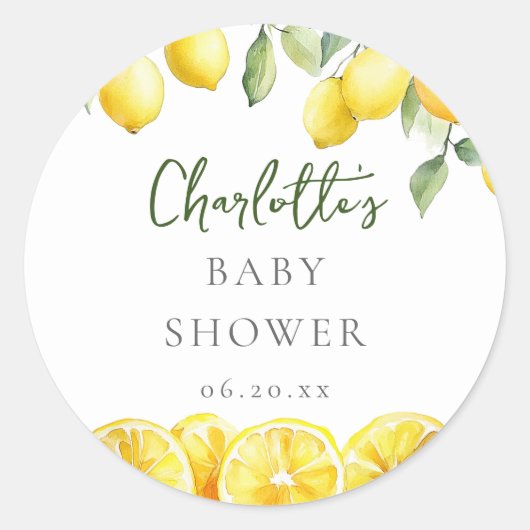 Waterverf Citrus Baby shower Favoriet Ronde Sticker (Voorkant)
